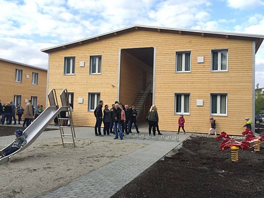 Foto: Die Rutsche im Spielbereich der Unterkunft. Auch Familien werden hier einziehen.